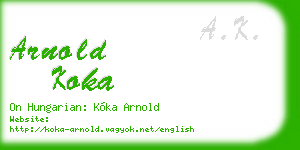 arnold koka business card